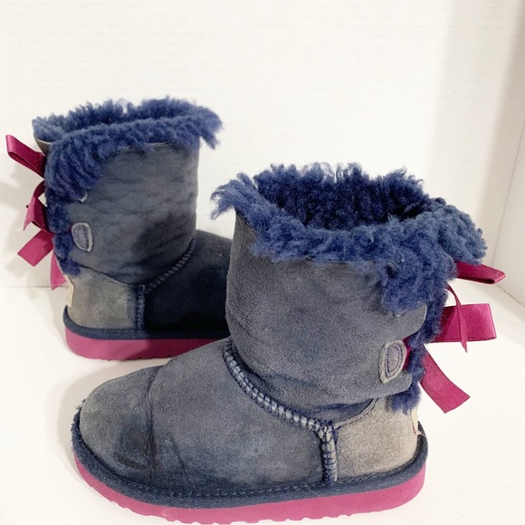 UGG Bailey Bow II 3280 Suede Leather Bow Short Shearling Lined Winter Snow Boots - Picture 2 of 10